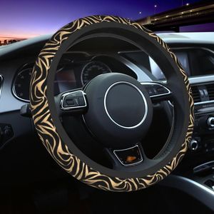 Coprivolante Copriauto da 38 cm Zebra dorata Strisce elastiche animali neri Treccia sull'auto Accessori per lo stylingSteering