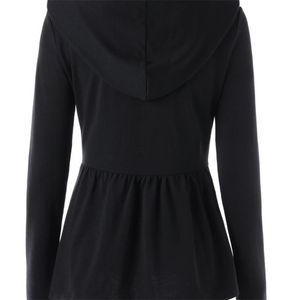 Rosetik Gotik Kadınlar Siyah Kapşonlu Dantel Up Sweatshirt Mahsul Üst Hoodie Ceket Kadın Hoodies Sonbahar Goth Giysileri Ceket 201203