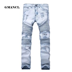 Mens Skinny Jean Distressed Slim Elastic Jeans Denim Biker Jeans Hip hop Pants Washed Ripped Jeans plus size 28-42YA558 210318
