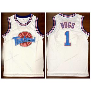 Nikivip Ship From US Bugs #1 Tune Squad Space Jam Basketball Jersey Movie Men's All Stitched White Jerseys Size S-3xl Qualidade superior