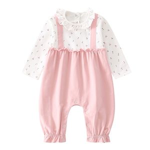 Baby Rompers född långärmad toddler Jumpsuit pojkar flickor kläder ren bomull tryckta kläder dräkt baby flicka kläder 210412