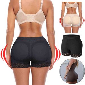 Kvinnor Padded Butt Lifare Underkläder Body Shaper Hip Enhancer Shapewear Shorts Seamless Lace Andningsbar Booty Panty Y220411