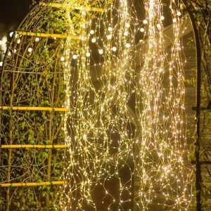 Strängar LED Copper Wire Vines Solar Christmas Fairy Lights String String Outdoor Waterproof Festoon Year's Garland Home Garden Decorationled