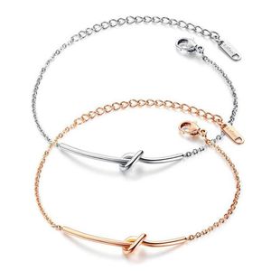 Länkkedja rostfritt stål rosguldknutarmband armband minimalistiska smycken gåva till himlink