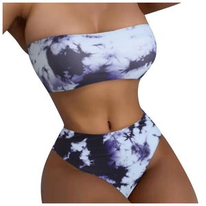 Kvinnors badkläder Sexig brasiliansk bikini set marmor print baddräkt kvinnlig rör topp kvinnor hög midja thong badkläder för badning