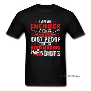T-shirts voor heren grappig zeggen t-shirt voor mannenletter T-shirt zwart rood witte t shirts ingenieur Probeer dingen idioot humor design tops te maken
