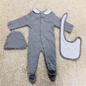 Designer 100% Baumwoll Footies Baby Boy Girl Luxury Rolms Jumpsuit Langarmed kariertes kariertes Kleinkind -Overall Hut 3pcs Outfit Kinder Neugeborene Babykleidung