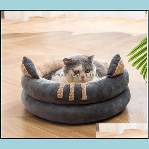 Łóżka kota meble Dostarcza dom domowy dom ogrodowy łóżko dla psa do małego odpornego na poślizg dolne okrągłe super miękkie pluszowe szczeniak 6 kolorów ocieplenie