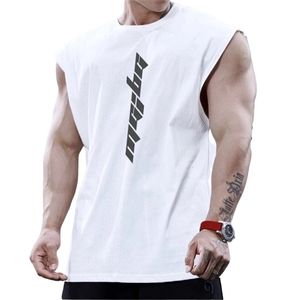 Bodybuilding Sports Tank Tops Men Gyms Fitness Workout Sleeveless Shirt Male Summer Loose Undershirt Running Men Vest 220426