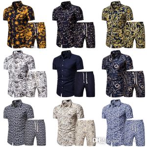 Designer träningsoveraller för män Summer 4XL 5XL Casual Shirts Shorts Set Tryckt Hawaiian Shirt Dress Suit Set Plus Size