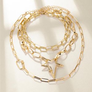 Anhänger Halsketten Verlorene Dame Punk Schichten Metall Kette Choker Halskette Für Frauen Stern Übertrieben Große Aussage Schmuck GroßhandelAnhänger