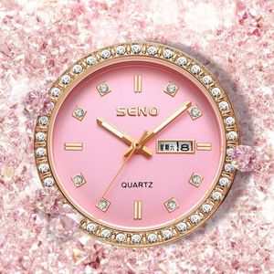 Zegarek Seno Watch for Women Waterproof Calendar Luminous Quartz Clock Girl Dift Big Dial Relogio feminino feminino montre