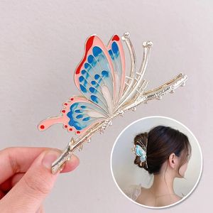 Koreańskie duże zaciski metalowe kolorowe motyle spinki do włosów dla kobiet spinka do włosów chwytak pazury Femme kucyk klip