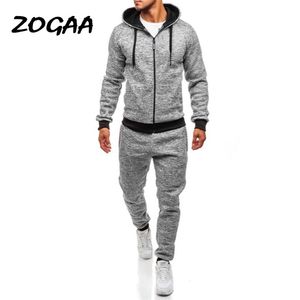 Zogaa Plus Size Mens Sports Suit Casual Solid Streetwear Men Tracksuit 2 Piece Set Pants and Tops Gym Jogger Track Suit for Men 201128
