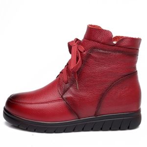 Drkanol neve vintage couro genuíno natural lã pele inverno quente tornozelo botas para mulheres plana mãe sapatos h7075 y200114 gai gai gai