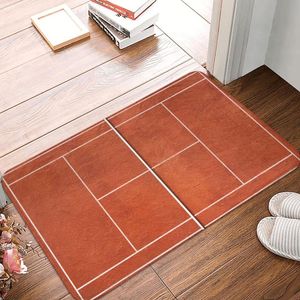 Mattor Tennis Court Doormat Tryckt Polyeste Badrum Kök golvmatta Dörrmatta Mat Sport Orange Anti-slip Bath