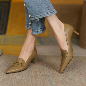 Dress Shoes EshtonShero Pumps Pointed Toe Women Square High Heels Ladies Genuine Leather Wedding Party Casual WomanDress