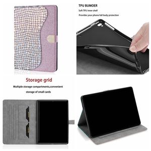 Folio Leather Shockproof Cases For Ipad Air4 10.9 11 10.2 10.5 5 6 8 9 9.7inch 11 Pro 2021 Sparkle Glitter Crocodile ID Card Slot Holder Folding Wallet Bling Diamond Cover