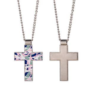 Fashion DIY sublimation blank mens necklace silver cross necklace designer jewelry women man chain party Photo Frame Pendant for Couples Woman Necklaces Gift
