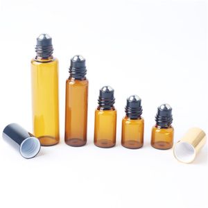 3ML 5ML 10ML Amber Roll On Roller Bottle For Essential Oils Refillable Perfume Bottle Deodorant