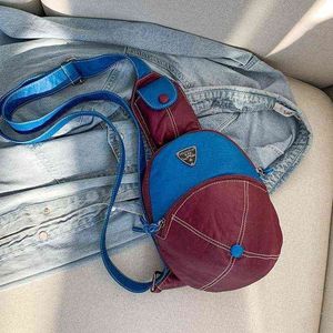 Breast Bag Female Fashion Messenger Water Wash Soft Leather Leisure belt Bag Simple Contrast Small waist Bag 220712
