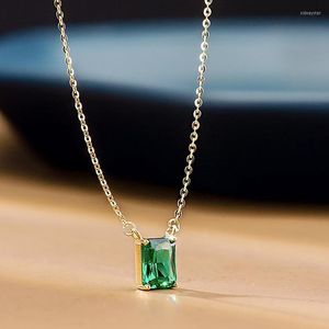 Pendant Necklaces Authentic 925 Sterling Silver Green Emerald Necklace For Women Fashion Bijoux Wedding Statement Jewelry GiftsPendant Sidn2