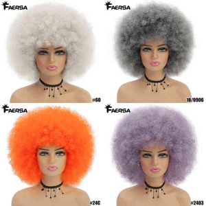 Hair Synthetic Wigs Cosplay Short Hair Afro Kinky Curly Wigs with Bangs for Black Women African Synthetic Ombre Glueless Cosplay Natural Blonde Red Blue Wig 220225