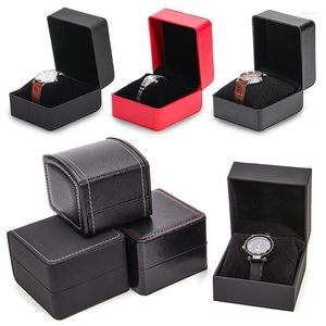 Uhrenboxen Hüllen 1 Gitter PU-Leder Box Case Halter Organizer für Quarzuhren Schmuck Display mit Schnalle Geschenk Hele22