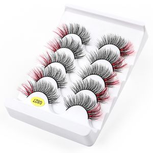 Newest Thick Natural Curly Crisscross 5 Pairs Color False Eyelashes Eyes End Elongated Soft & Vivid Reusable Hand Made Multilayer 3D Fake Lashes Eyelash Extensions