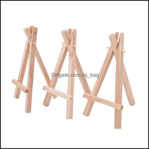 Målningstillbehör Konst Hantverk Gåvor Hemträdgård 8x15cm Natural Wood MINI TRIFACOD Display Stand för Wedding Place Name Holder Menu