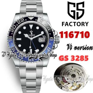 GSF V4 GMT GS116710 CAL.3285 GS3285 MANS ANTALIATION WATCH BLUE و Black Ceramic Bezel SS 904L SATILIS
