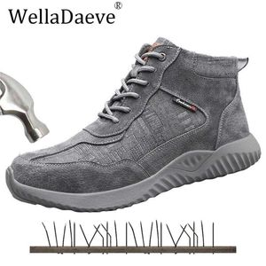 Men High Top Safety Shoes Steel Toe Lightweight Construction Protective Footwear Puncture Proof Work Ankle Boots Casual Sneaker Y200915