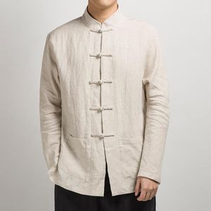 Wholesale linen chinese for sale - Group buy Men s Casual Shirts Spring Autumn Clothing Chinese Style Ethnic Tang Suit Linen Shirt Camisas Para Hombre