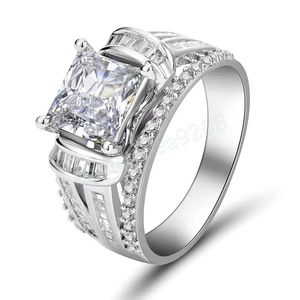Вырежьте кубическое циркониевое хрустальное кольцо для женщин Свадебные обручальные кольца полная кольца подарки