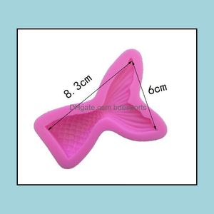 Christening Mermaid Tail Sile Mold Fondant Cupcake Cake Decorating Baking Tools Handmade Soap Fish Fork Drop Delivery 2021 Bakeware Kitchen