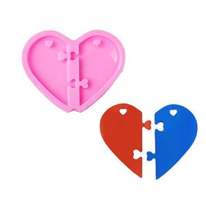 Split Heart Resin Casting Silicone Mote Keychains Epoxy Craft Tool DIY Puzzle Pendant Smycken 20st