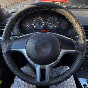 Ratthjul täcker bilskyddet för e39 e46 325i e53 x5 mikrofiber läder auto wrap svartsteering coverssteering