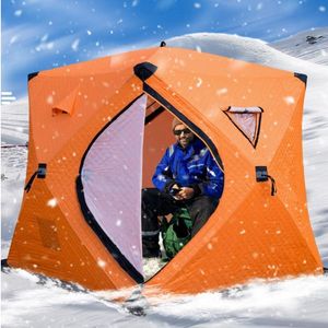 Buz Çadırı toptan satış-Çadırlar ve Barınaklar Profesyonel Buzlu Balıkçılık Açık Hava Anti Snow Kış Kamp Çadırı Üç Katman Tutulma Sıcak Pamuklu Kişi