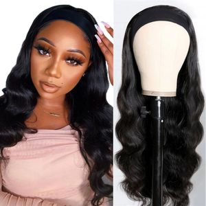 Headband Wig 9A Brazilian Body Wave Human Hair Wigs Machine Made Brazilian Hair Wigs Nature Color