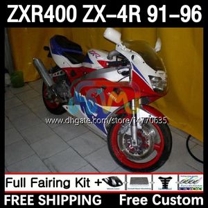 ABS BODYS KIT FÖR KAWASAKI NINJA ZX4R ZXR 400 CC 400CC 1991 1992 1993 1994 1995 1996 COWLING 12DH.35 ZXR-400 karosseri ZX 4R ZXR400 91 92 93 94 95 96 Fairing Red White