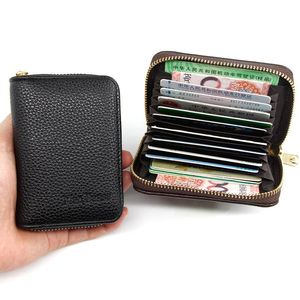 Card Holders Men Business Holder Leather Women Zipper Pocket Unisex Case Coin Purse Passport Wallet