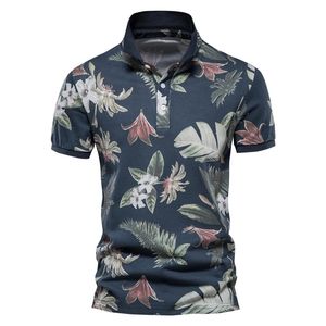 AIOPESON 100% Baumwolle Hawaii-Stil Poloshirts für Männer Kurzarm Qualität Casual Social Herren Polo T Shirts Sommer Herren Kleidung 220402