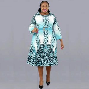 Sukienki w rozmiarze plus 2022 w stylu afrykańskim nadrukowane okrągła szyja 3/4 Sukni