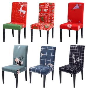 Chair Covers Christmas Printed Polyester Elastic Dining Chairs Slipcover Kitchen Seat Cover Home DecorChair