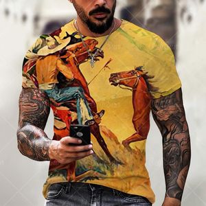 Camisetas masculinas de verão figura cenário de impressão 3d para homens para homens grandes camisetas esportivas casuais