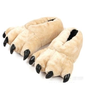 Sunny Halloween Bear Paw Cotton Slippers Bear Claop Leopard Grain Men Party Shoes Home Inomhus Slipper 28CM30CM 201026