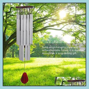 Anhänger Kunsthandwerk Geschenke Hausgarten Holz Windspiel 27 Tube Silber Glocke Metall MTI Antirust Outdoor D Dh34C