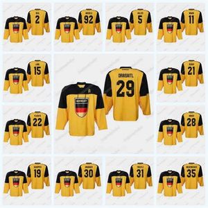 CeoC202 Germany 2019 IIHF World Championship Jersey 29 Leon Draisaitl 50 Patrick Hager 91 Moritz Muller 28 Frank Mauer 5 Korbinian Holzer