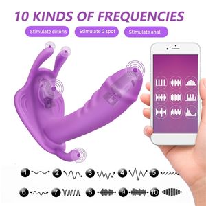 Seks Oyuncak Masajı Bluetooth Kadın Kelebek Vibratör Mastürbator Dildo Oyuncakları Kadınlar Erkek Uygulama Uzaktan Kumanda Anal G Spot Klitoris Stimülatör