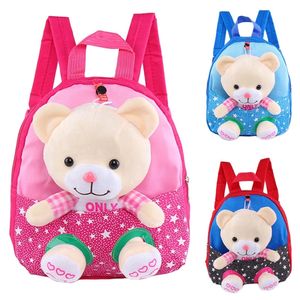 Cute Plush Bear Baby Boys Preschool Bags Little Children's Backpacks Kindergarten School Bags For Girls Kids Satchel For Age 1-3 LJ201225